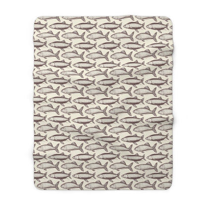 Cozy Fish Pattern Sherpa Fleece Blanket | Warm Throw, Perfect for Home Decor, Gifts, Camping, and Beach Days