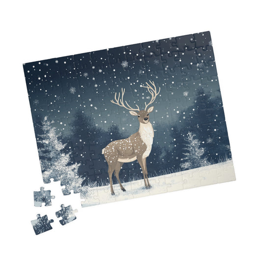 Snowy Deer Puzzle - Cozy Family Activity, Holiday Gift, Home Decor, Relaxation Companion, Winter Wonderland Fun