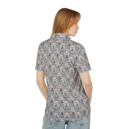 Easter Bunny Patterned Unisex Polo Shirt, Fun Casual Wear, Spring Fashion, Gift for Him/Her, Holiday Outfit, Stylish Polo
