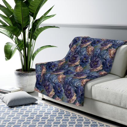 Dragon Floral Sherpa Fleece Blanket, Warm Throw for Sofa, Gift for Her