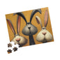 Puzzle - 3 Funny Rabbit Friends on Burnt Orange Background