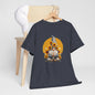 Sunflower and Yoga Gnome Unisex Heavy Cotton Tee - Boho Style, Eco-Friendly Apparel, Casual Wear, Unique Art Tee