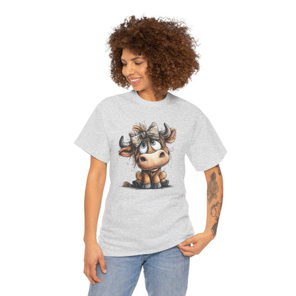 Cute Highland Cow Graphic Tee for Animal Lovers, T-Shirt for Kids & Adults, Farmhouse Decor
