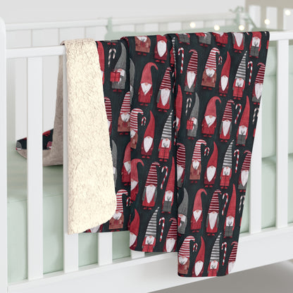 Cozy Christmas Gnome Sherpa Fleece Blanket, Warm Throw for Home, Perfect for Snuggling, Holiday Gift, Relaxing Decor