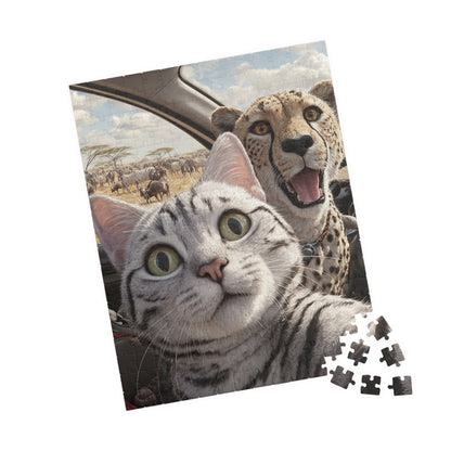 Paw-some Adventure Puzzle | Cat & Cheetah Selfie | Family Fun, Cat Lover Gift, Pet-Themed Entertainment