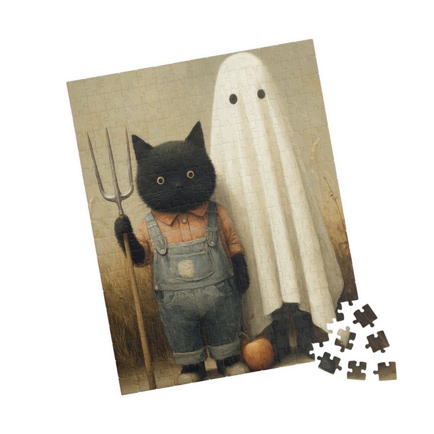Ghost and Cat Ready for Halloween