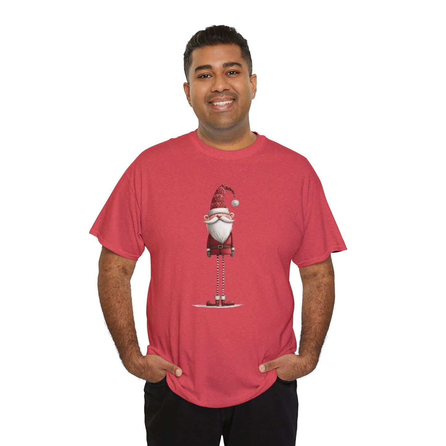Skinny Legs Santa Character Unisex Heavy Cotton Tee, Christmas Shirt, Festive Apparel, Cute Santa Tee