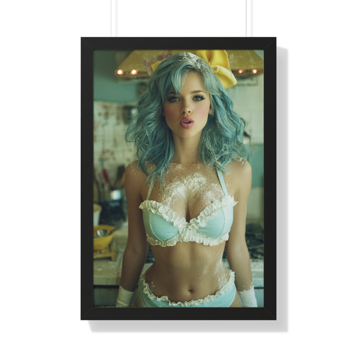 Vertical Poster - Sexy Bikini Babe in the Kitchen Covered in Flour
