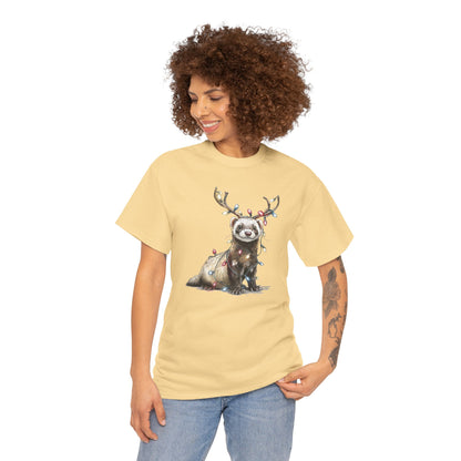 Christmas Otter Tee, Unisex Heavy Cotton Tee with Cute Design, Holiday Gift, Cozy Casual Wear, Fun Christmas Shirt