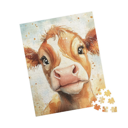 Charming Baby Cow Puzzle - Perfect for Family Fun, Gift for Animal Lovers, 110/252/520/1014-piece