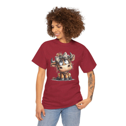 Cute Highland Cow Graphic Tee for Animal Lovers, T-Shirt for Kids & Adults, Farmhouse Decor