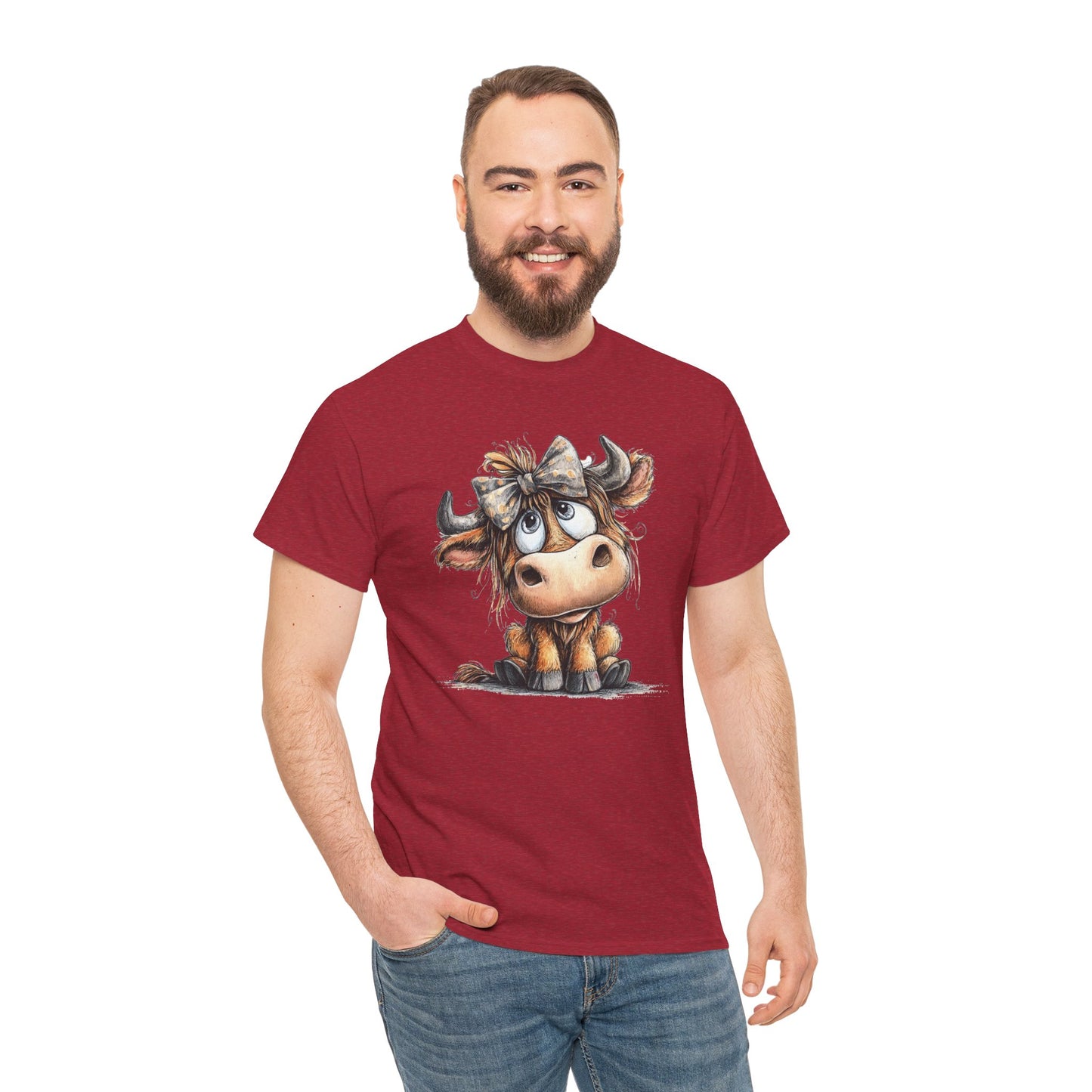 Cute Highland Cow Graphic Tee for Animal Lovers, T-Shirt for Kids & Adults, Farmhouse Decor