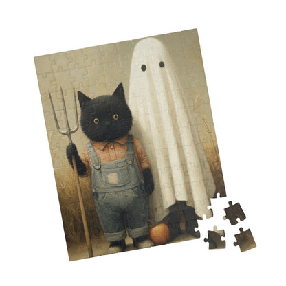 Ghost and Cat Ready for Halloween