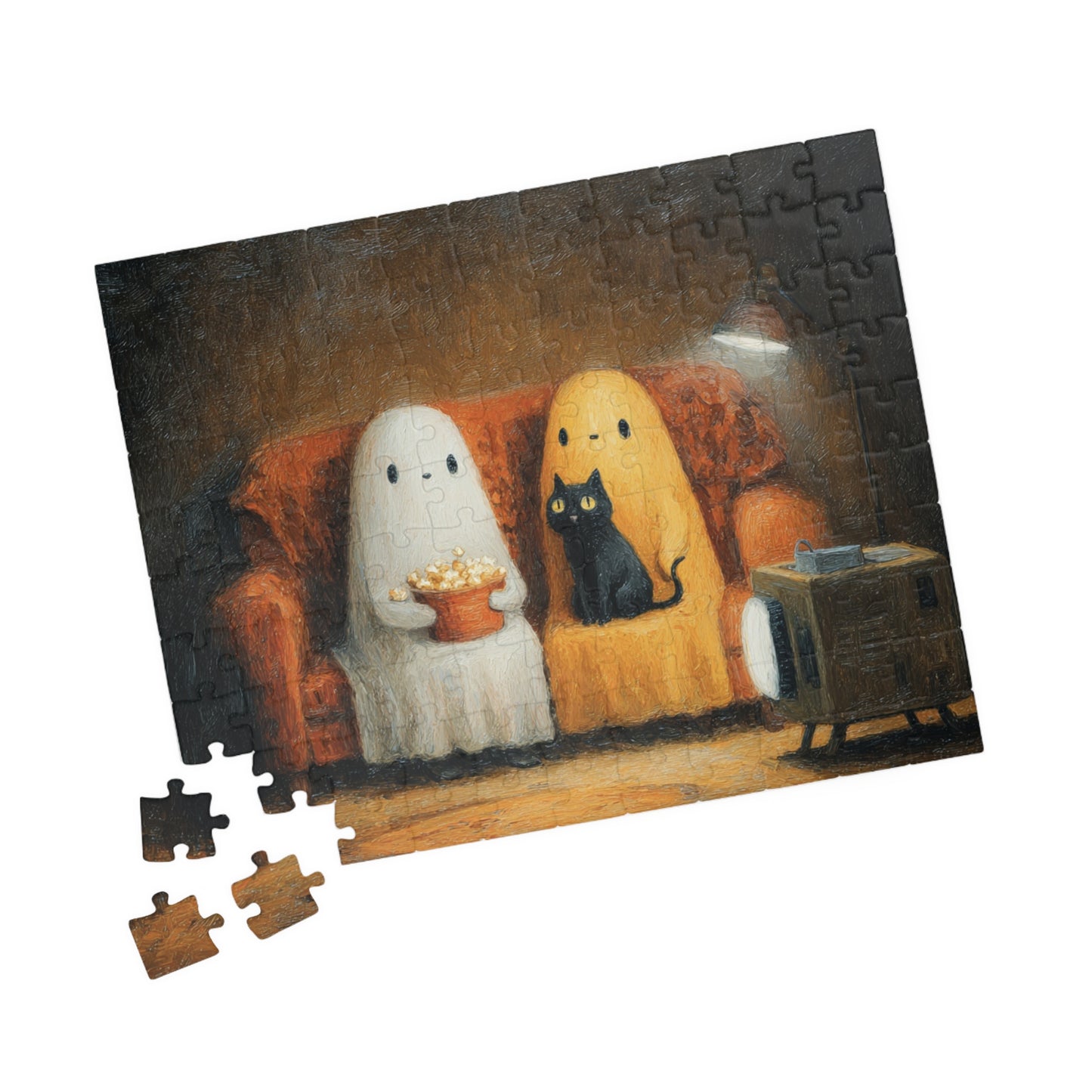 Cozy Ghosts Puzzle for Family Fun, Halloween Decor, Cozy Night In, Unique Gift, Puzzle Night Essentials