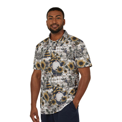 Floral Gnome Unisex Polo Shirt | Cute Summer Apparel, Garden Party Attire, Casual Wear, Gift for Him/Her, Eco-Friendly Fashion