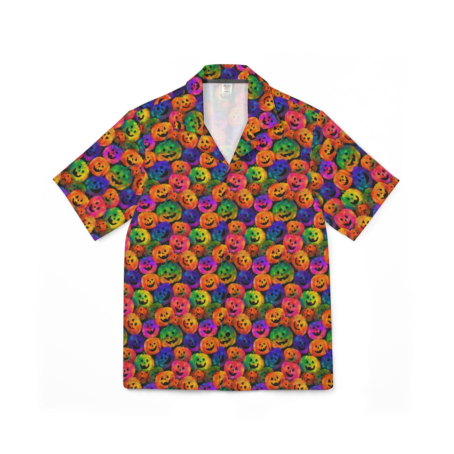Colorful Halloween Camp Shirt for Men, Perfect for Summer Parties, Beach Days, Halloween Celebrations, Casual Outings, Lively Style