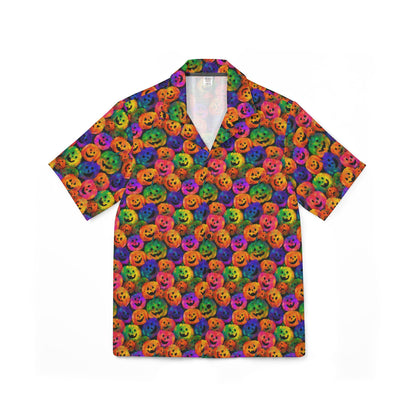 Colorful Halloween Camp Shirt for Men, Perfect for Summer Parties, Beach Days, Halloween Celebrations, Casual Outings, Lively Style