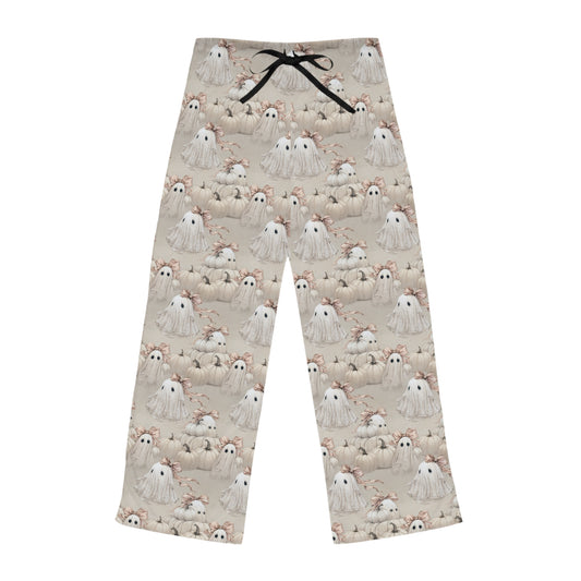 Cozy Ghost-Themed Women's Pajama Pants, Halloween Sleepwear, Loungewear, Unique Gift, Comfortable Lounge Pants, Soft Fabric PJs