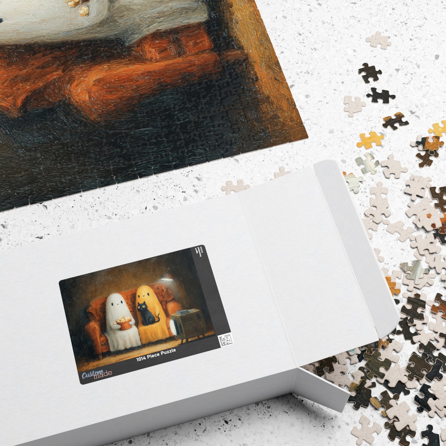Cozy Ghosts Puzzle for Family Fun, Halloween Decor, Cozy Night In, Unique Gift, Puzzle Night Essentials