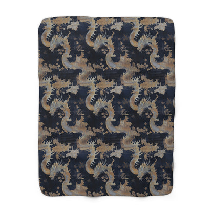 Cozy Sherpa Fleece Blanket with Abstract Dragon Pattern, Soft Throw for Home Decor, Perfect Gift for All Occasions