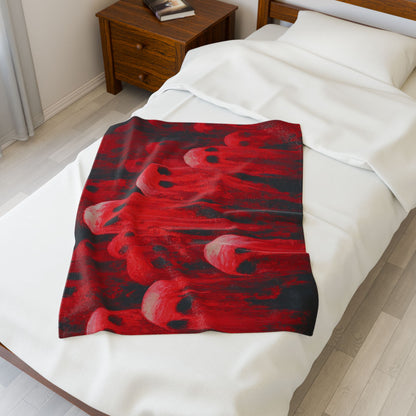 Plush Blanket Red Hot Ghosts for Halloween