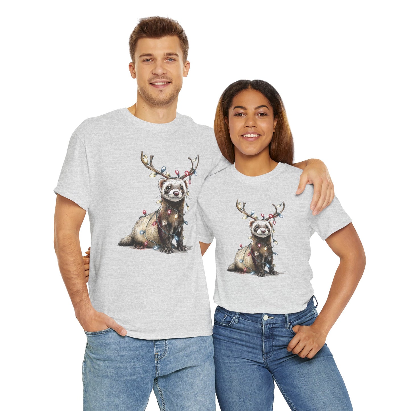 Christmas Otter Tee, Unisex Heavy Cotton Tee with Cute Design, Holiday Gift, Cozy Casual Wear, Fun Christmas Shirt