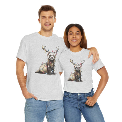 Christmas Otter Tee, Unisex Heavy Cotton Tee with Cute Design, Holiday Gift, Cozy Casual Wear, Fun Christmas Shirt