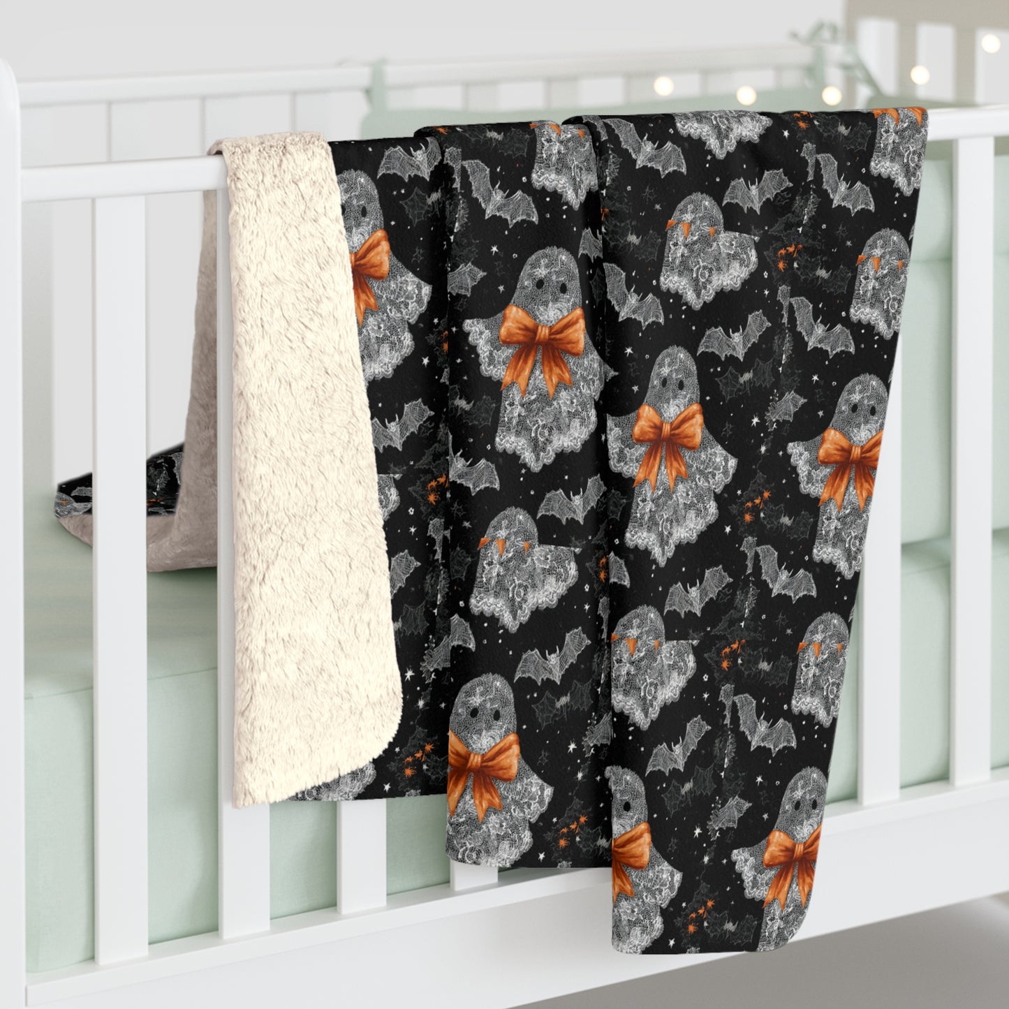 Cozy Halloween Ghosts Sherpa Fleece Blanket | Perfect for Fall Decor, Gift for Haunted House Lovers, Spooky Season Comfort