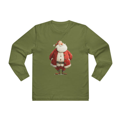 Festive Santa Longsleeve Tee - Christmas Gift, Holiday Wear, Winter Apparel, Cozy Style, Casual Outfit