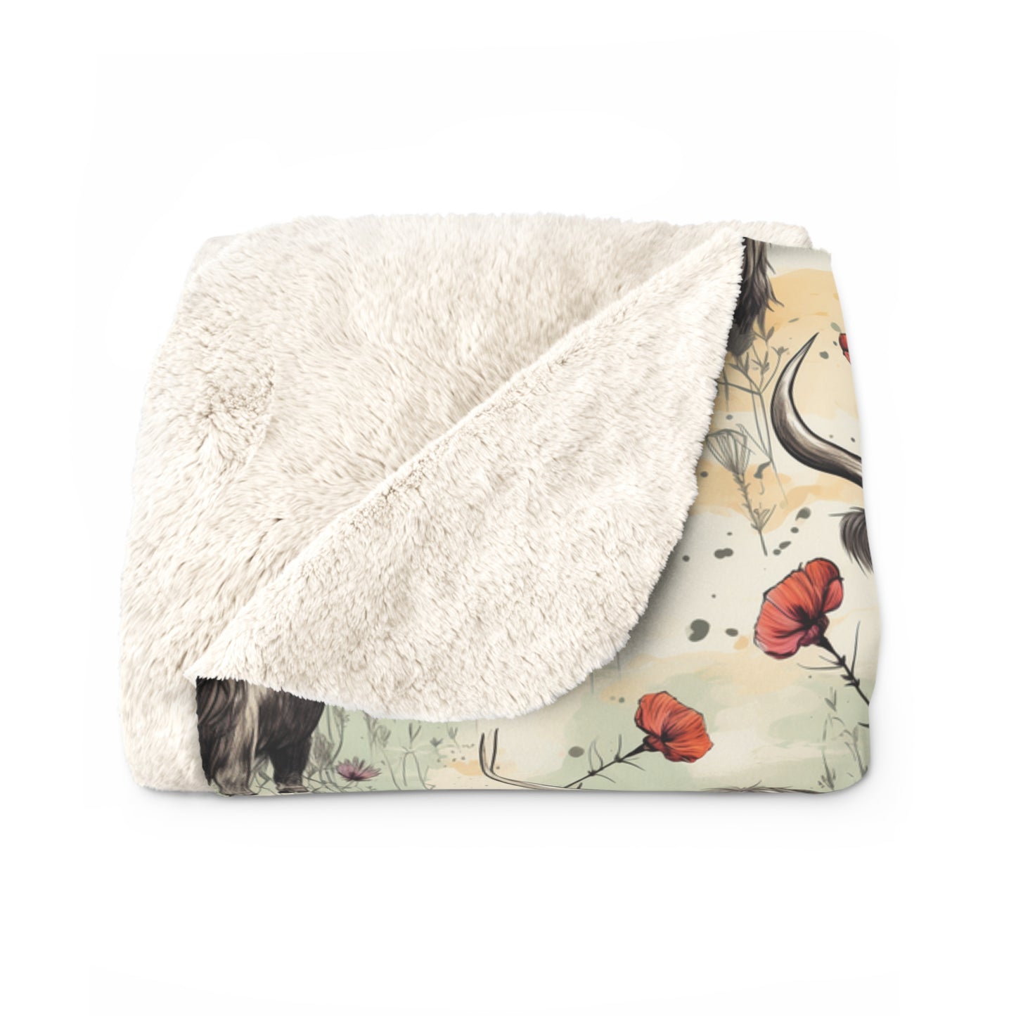 Sherpa Fleece Blanket - Adorable Grunge Baby Highland Cow Design