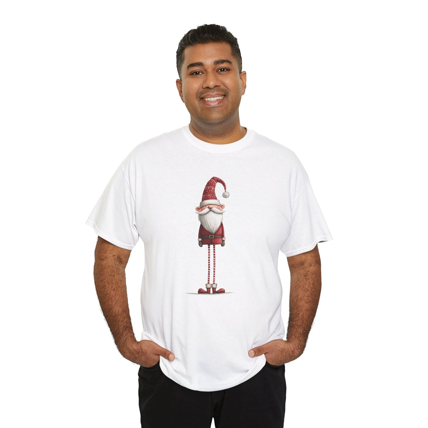 Skinny Legs Santa Character Unisex Heavy Cotton Tee, Christmas Shirt, Festive Apparel, Cute Santa Tee