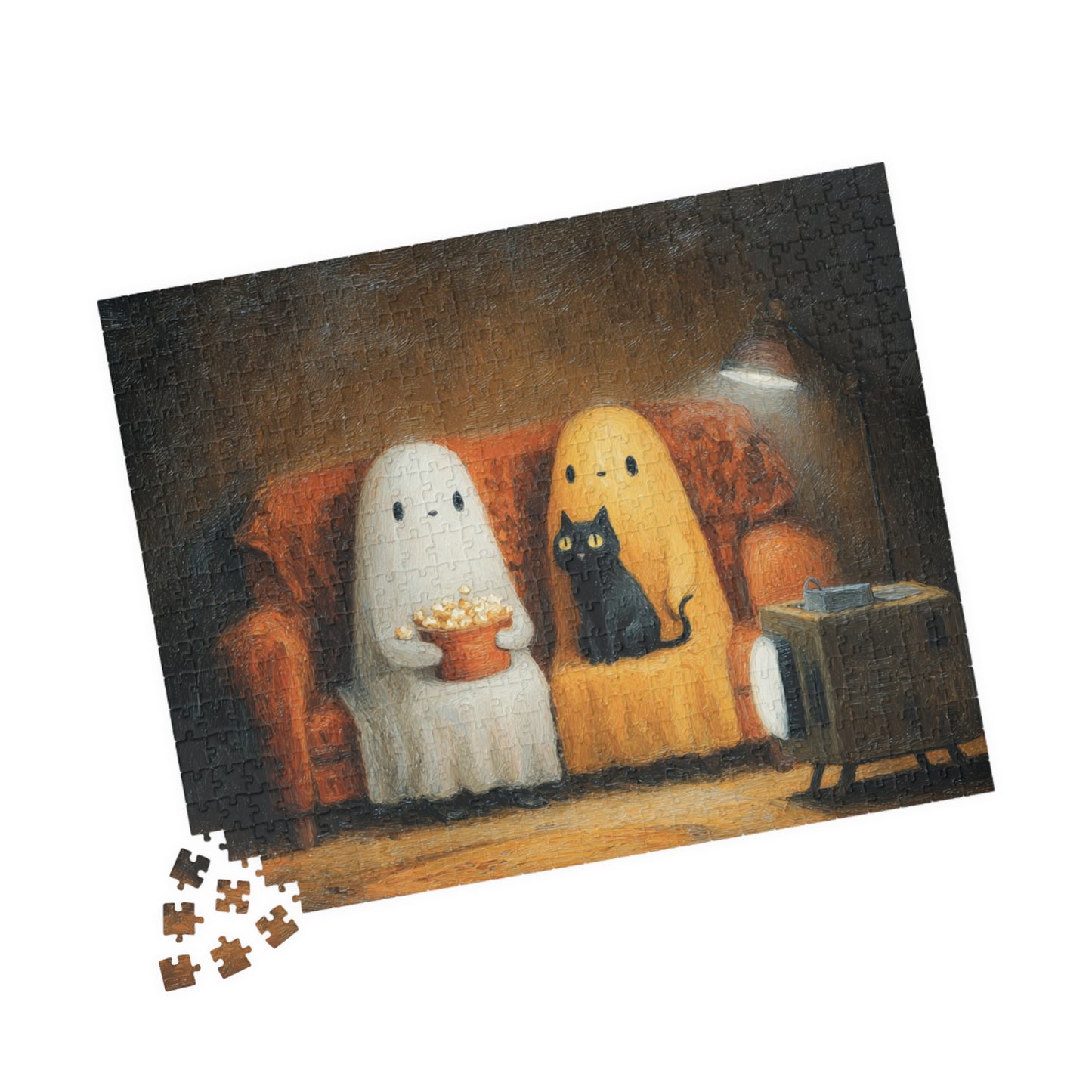 Cozy Ghosts Puzzle for Family Fun, Halloween Decor, Cozy Night In, Unique Gift, Puzzle Night Essentials