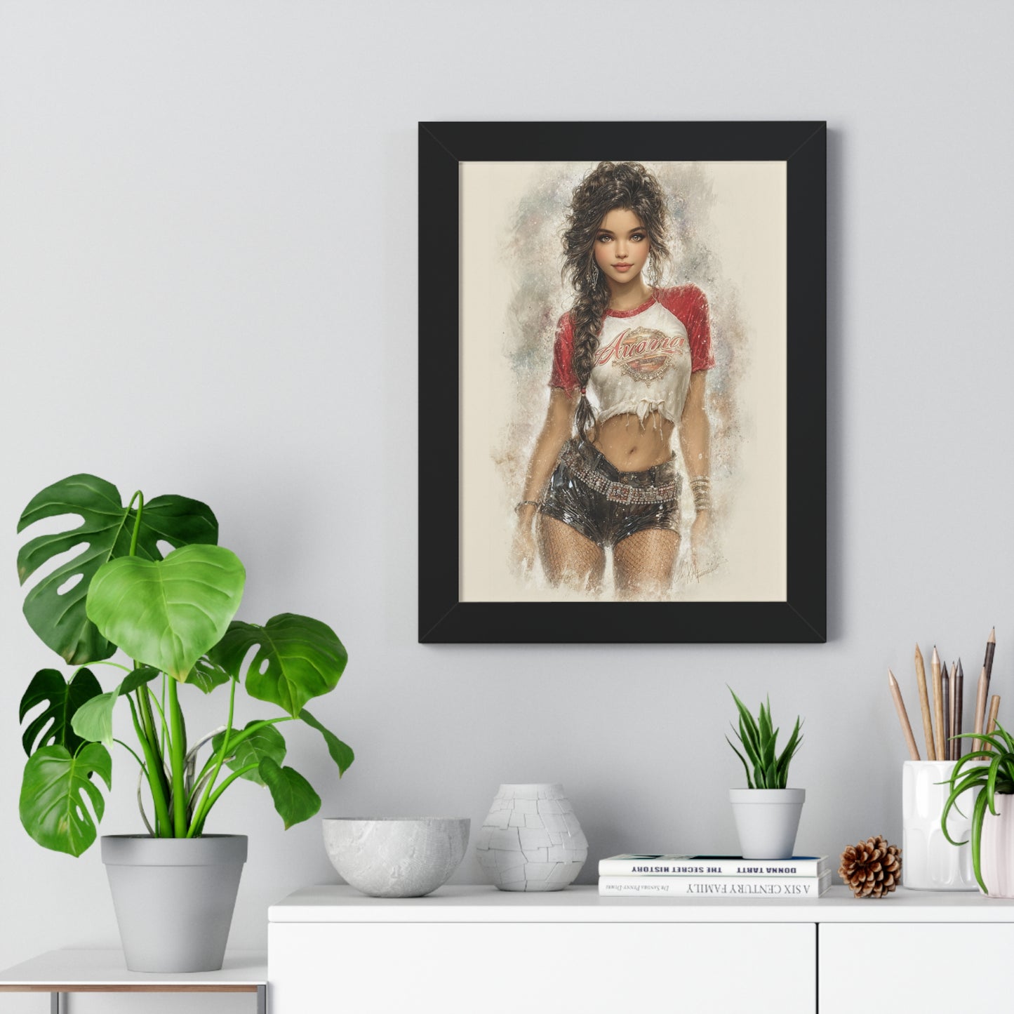 Vertical Poster - Hot Babe in Short Tshirt and Booty Shorts