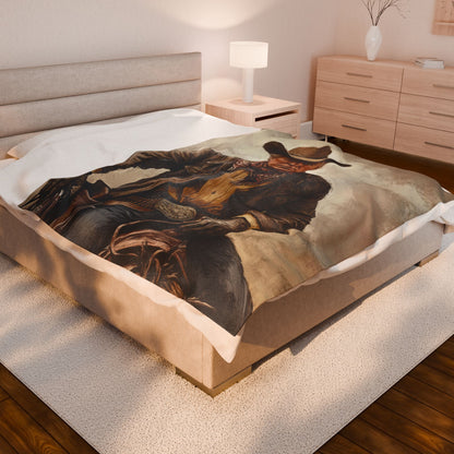 Velveteen Plush Blanket - President Trump as John Wayne Cowboy