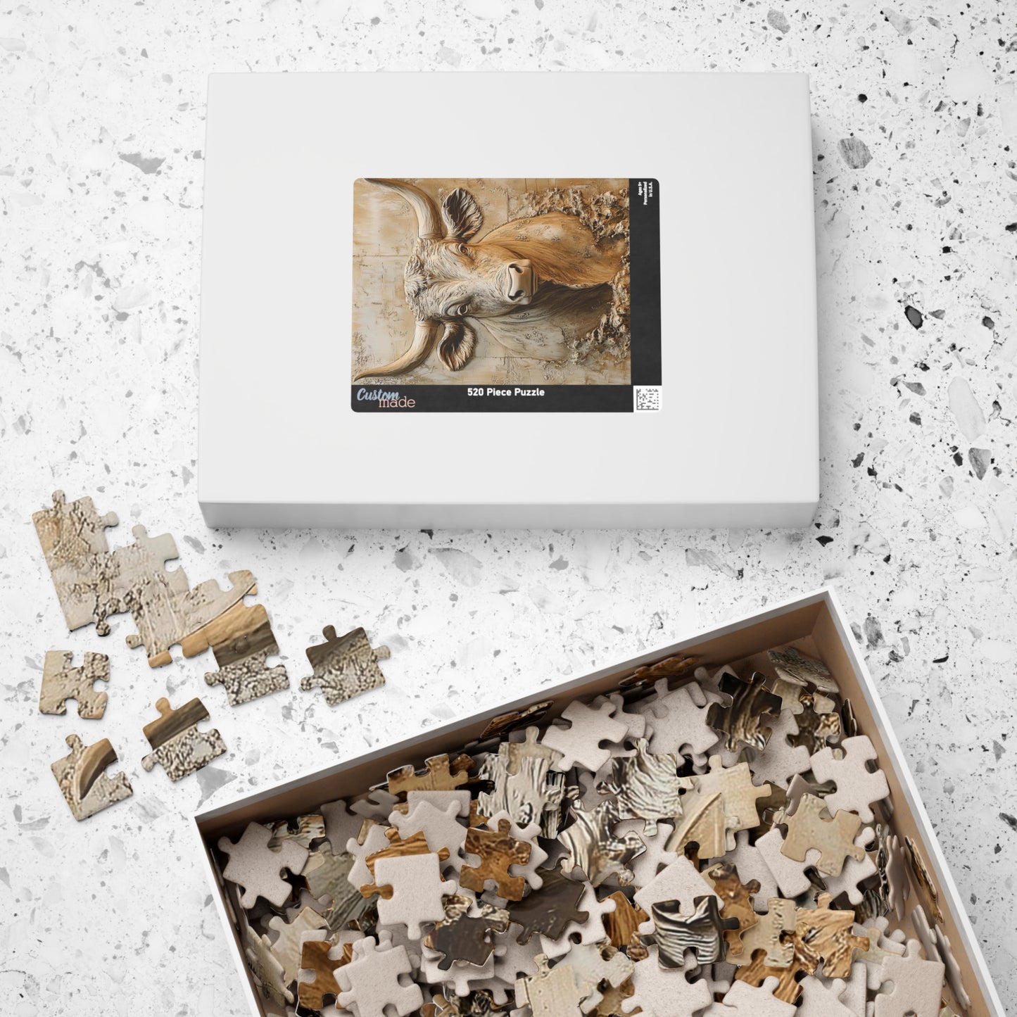 Bull Puzzle, Farmhouse Decor, Jigsaw Puzzle Gift, Cow Art, Family Game Night, Relaxing Hobby, Unique Home Gift