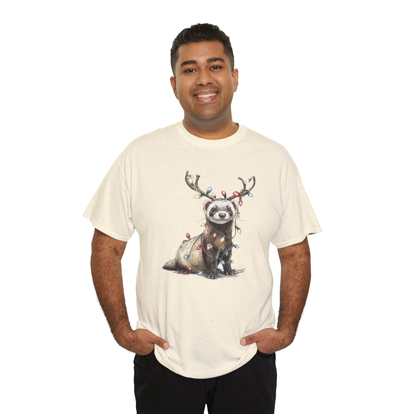 Christmas Otter Tee, Unisex Heavy Cotton Tee with Cute Design, Holiday Gift, Cozy Casual Wear, Fun Christmas Shirt