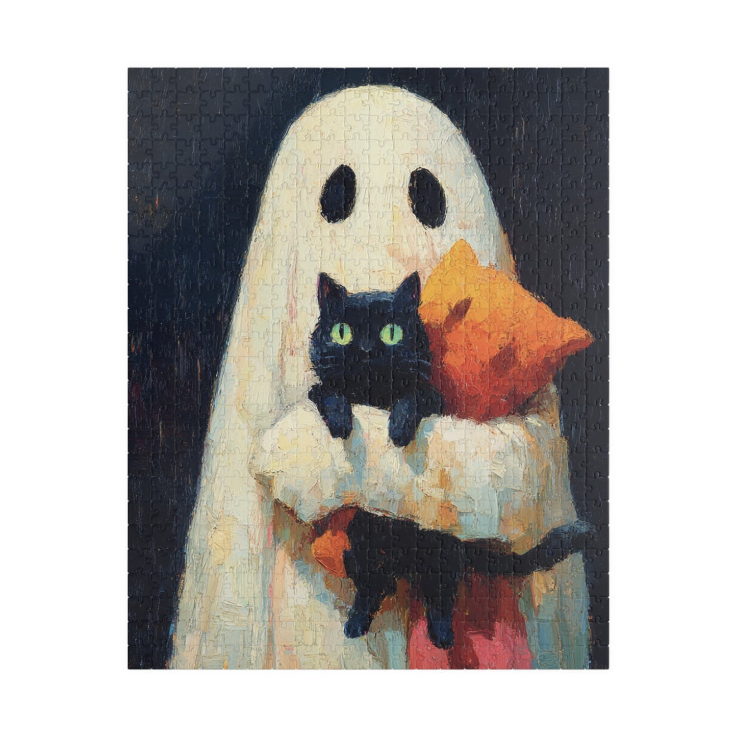 Ghost Cat Puzzle - 1014-Piece Jigsaw Fun, Perfect for Cat Lovers, Halloween Decor, Family Game Night, Unique Gift