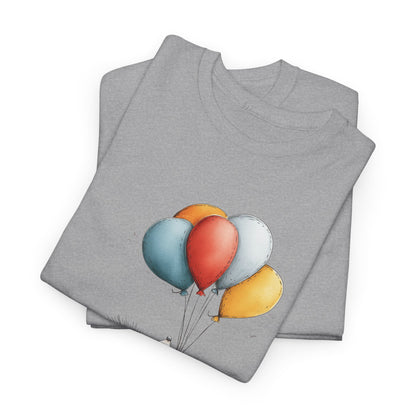 Adorable Hedgehog Balloon Tee, Cute Animal T-Shirt, Unisex Casual Wear, Birthday Gift, Fun Graphic Top
