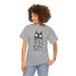 Line Art Abstract Cat Graphic Tee, Unisex Heavy Cotton Tee, Cute Cat Shirt, Unique Gift for Cat Lovers