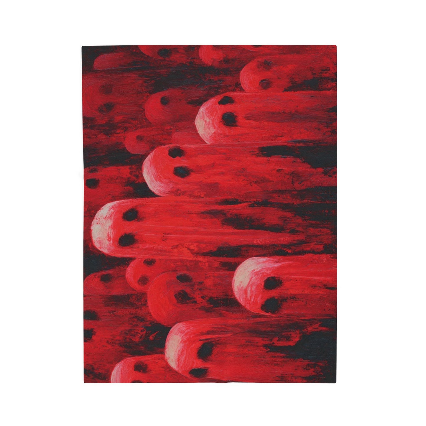 Plush Blanket Red Hot Ghosts for Halloween