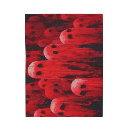 Plush Blanket Red Hot Ghosts for Halloween