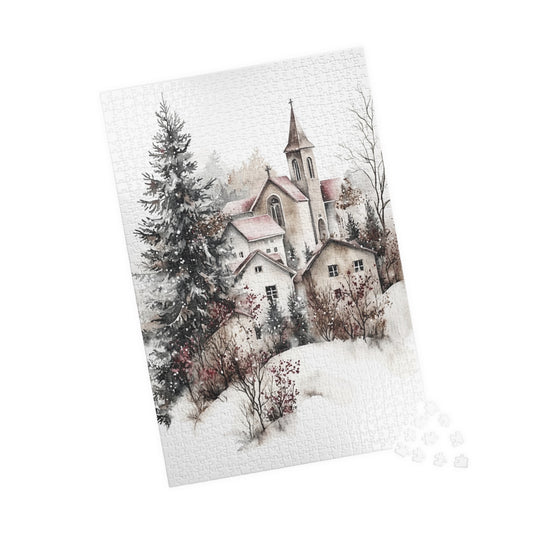 Winter Scene Puzzle, Cozy Family Activity, Christmas Gift, Relaxation Gift, Home Decor Puzzle, 110 252 520 1014-piece