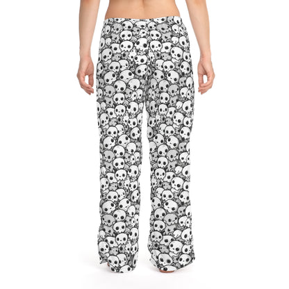 Gothic Skull Print Women's Pajama Pants, Cozy Lounge Wear, Halloween Sleepwear, Skulls PJs, Unique Gift for Her
