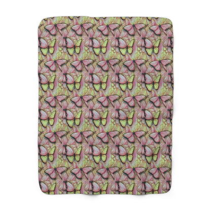 Butterfly Blossom Sherpa Fleece Blanket | Cozy Gift, Home Decor, Nature Lovers, Soft Throw, Birthday Present