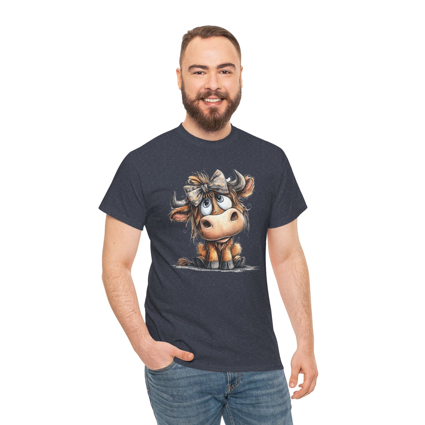 Cute Highland Cow Graphic Tee for Animal Lovers, T-Shirt for Kids & Adults, Farmhouse Decor