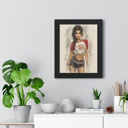 Vertical Poster - Hot Babe in Short Tshirt and Booty Shorts