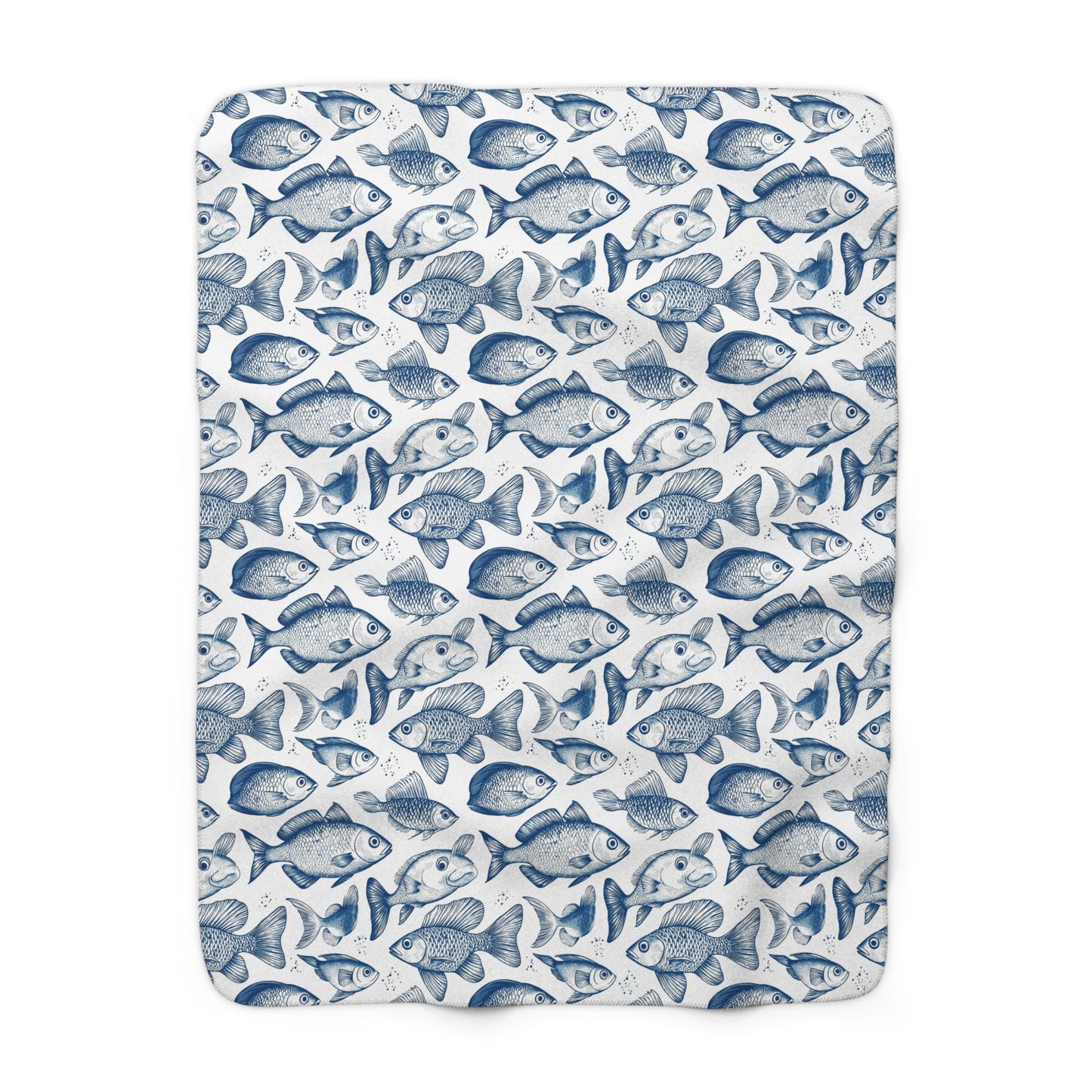 Sherpa Blanket - Let's Go Fishing Cute Small Fish Pattern