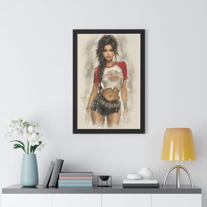 Vertical Poster - Hot Babe in Short Tshirt and Booty Shorts