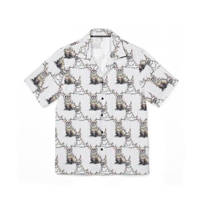 Men's Hawaiian Camp Shirt - Otter Xmas Lights Pattern