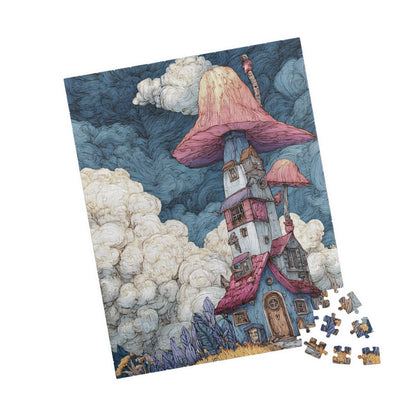 Elf Mushroom House Puzzle, Jigsaw Puzzle for Adults and Kids, Gift for Puzzle Lovers, Family Game Night